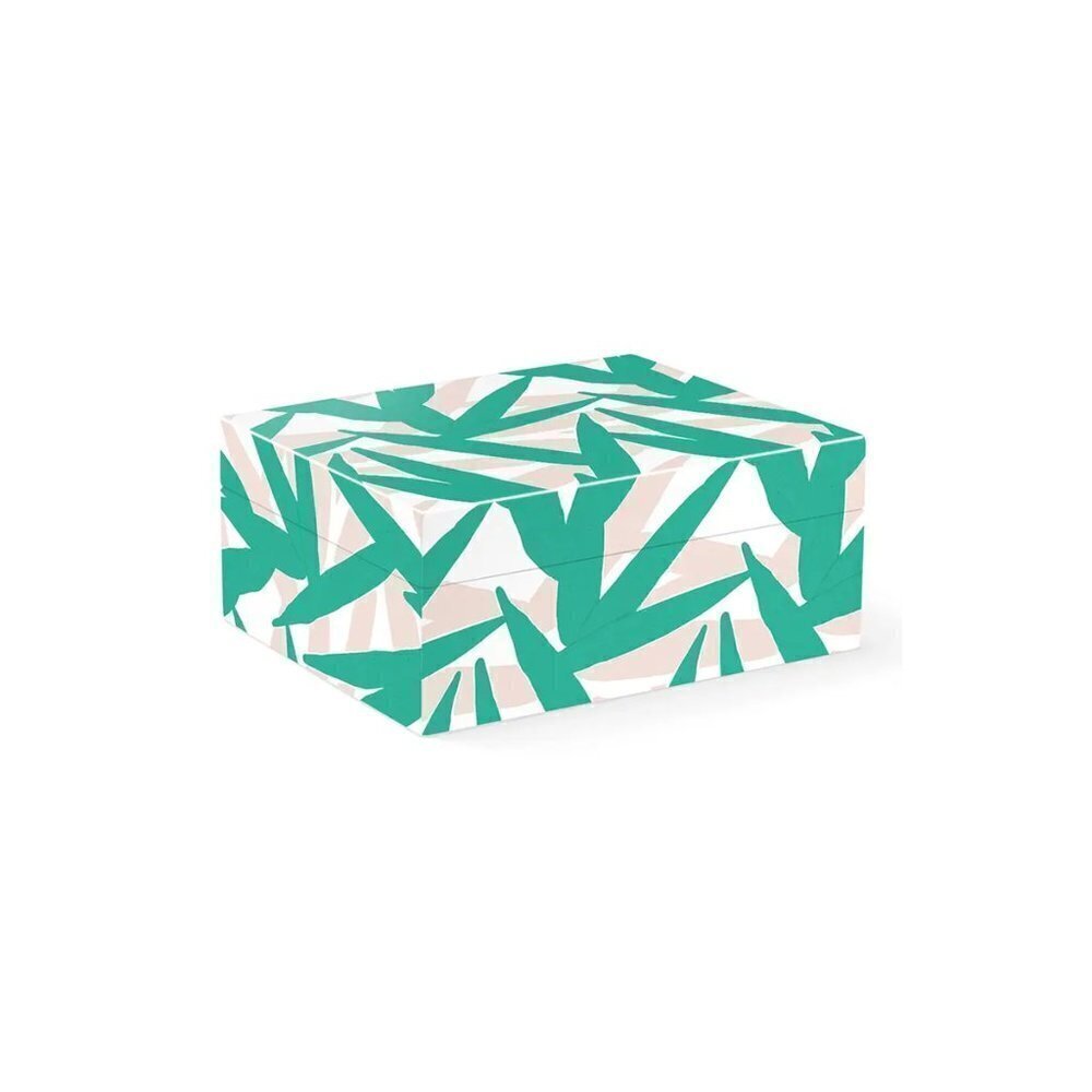 Fringe Studio Pas Green Leaves Medium Square Trinket Box